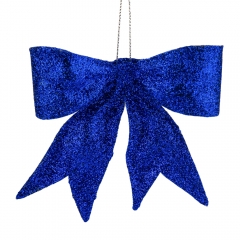 Елочная игрушка "Блестящий бантик", синяя, 11 см (6041-013)