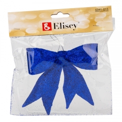 Елочная игрушка "Блестящий бантик", синяя, 11 см (6041-013)