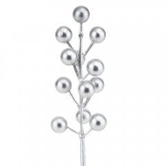 Искусственная ветка "Серебряные ягодки", 21 см (9223-004)