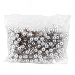 Набор декоративных ягодок "Жемчуг", серебряный, 200 шт, 6,5 см (9223-021)
