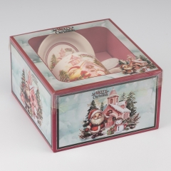 Кружка с блюдцем и ложечкой "Новогодняя эстетика", 350 мл * Рандомный выбор дизайна (9250-032)