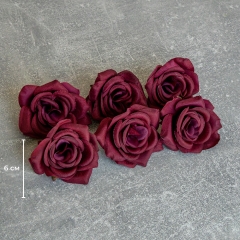 Головка розы, бордовая, 7,5 см (9222-049)