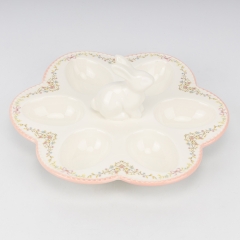 Подставка для 6 яиц "Кролик с цветами", белая, 25 см (5104-005)