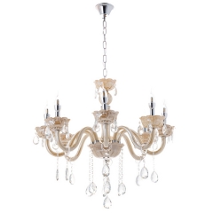 Люстра класична бежева, деталі зі скла (LL007/8)