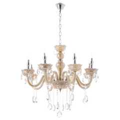 Люстра класична бежева, деталі зі скла (LL007/8)