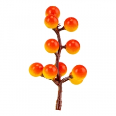 Искусственная веточка с ягодами "Золотая осень", оранжевая, 9 см (9233-006)