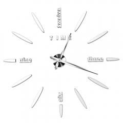 3Д часы настенные, серебряные (9020-006)