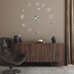 3Д часы настенные, серебряные (9020-008)