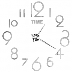 3Д часы настенные, серебряные (9020-012)