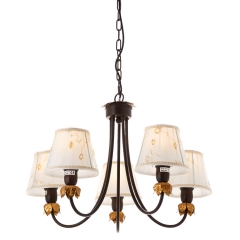 Люстра подвесная с белыми абажурами (5 ламп) (FN009/5) (FN009/5)