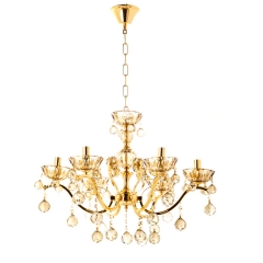 Люстра классическая золотая с 6 стеклянными плафонами медового цвета (OU018/6/gold) (OU018/6/gold)