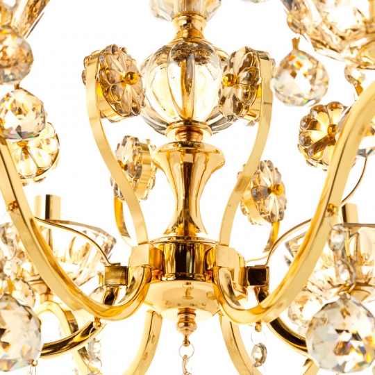 Люстра класична золота з 6 скляними плафонами медового кольору (OU018/6/gold)