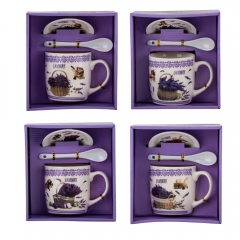 Набор чашка с блюдцем "Лавандовая романтика" (на 1 персону) 300 мл * Рандомный выбор дизайна (9199-008)