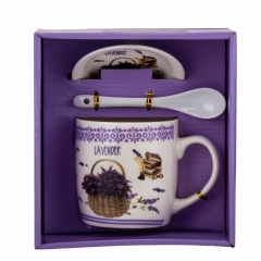 Набор чашка с блюдцем "Лавандовая романтика" (на 1 персону) 300 мл * Рандомный выбор дизайна (9199-008)