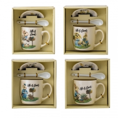 Набор чашка с блюдцем "Веселые кролики" (на 1 персону) 300 мл * Рандомный выбор дизайна (9199-014)