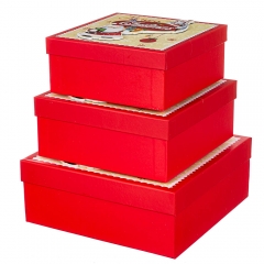 Набор из3 коробок "Дед Мороз со снеговиком" 28*28*11 (8211-024)