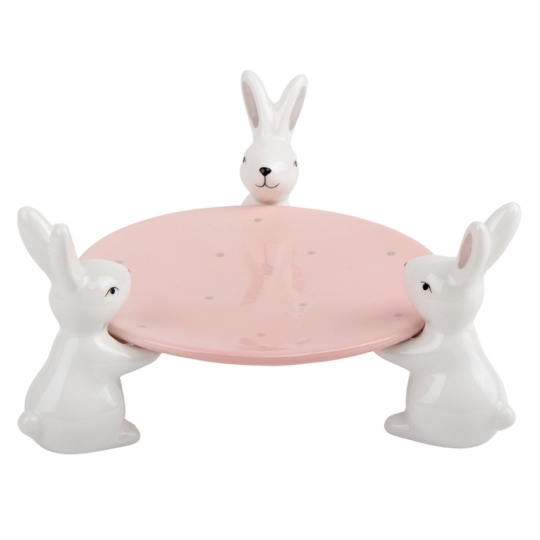 ТІЛЬКИ САМОВИВІЗ Підставка "Білі кролики", рожева, 18 см (5005-014)