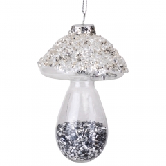 Елочная игрушка "Серебряный гриб", 10 см (6029-008)