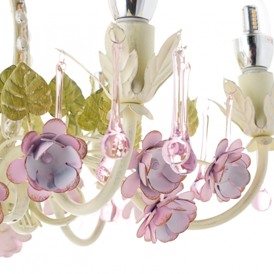 Люстра вінтажна на 6 ламп з квітковим декором та кристалами (SA017/6)