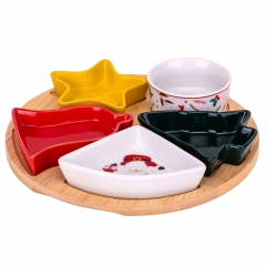 Набор пиал на бамбуковой подставке "Рождественский вечер", 25 см (6020-002)