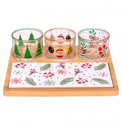 Набор пиал с дощечкой на бамбуковой подставке "Уютный ужин", 22*19,5 см (6020-004)