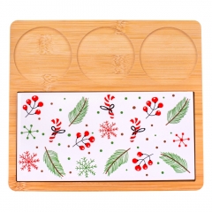 Набор пиал с дощечкой на бамбуковой подставке "Уютный ужин", 22*19,5 см (6020-004)