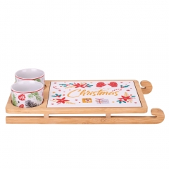 Набор пиал с дощечкой на бамбуковой подставке "Саны", 34*17 см (6020-005)