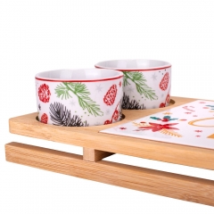 Набор пиал с дощечкой на бамбуковой подставке "Саны", 34*17 см (6020-005)