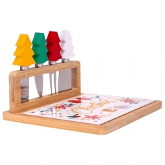 Сырная доска на бамбуковой подставке "Merry Christmas", 22*15 см (6020-006)