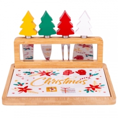 Сырная доска на бамбуковой подставке "Merry Christmas", 22*15 см (6020-006)