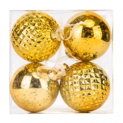 Набор елочных шаров "Золотое сияние" (4 шт), 10 см (9125-009)