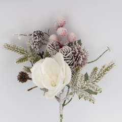 Декоративная ветвь "Заснеженная магнолия", белая, 35 см (9258-001)