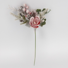 Декоративная ветвь "Заснеженная магнолия", красная, 35 см (9258-002)