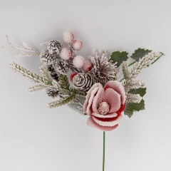 Декоративная ветвь "Заснеженная магнолия", красная, 35 см (9258-002)