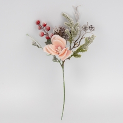 Декоративная ветвь "Заснеженная магнолия", розовая, 35 см (9258-003)