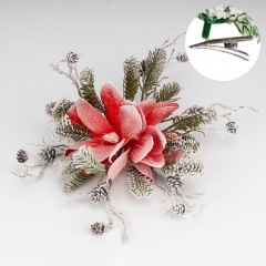Новогоднее украшение-клипса "Заснеженная магнолия", красная, 30 см (9258-005)