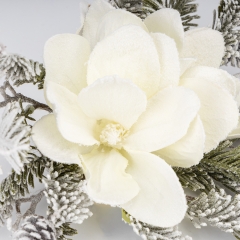 Новогоднее украшение-клипса "Заснеженная магнолия", белая, 30 см (9258-006)