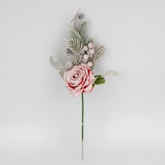 Декоративная ветка "Заснеженная роза", красная, 47 см (9258-008)