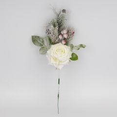 Декоративная ветка "Заснеженная роза", белая, 47 см (9258-010)