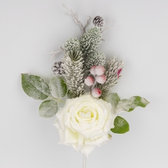 Декоративная ветка "Заснеженная роза", белая, 47 см (9258-010)