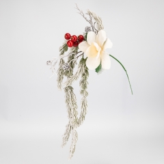 Декоративная свисающая ветка "Заснеженная магнолия", кремовая, 73 см (9258-013)