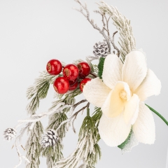 Декоративная свисающая ветка "Заснеженная магнолия", кремовая, 73 см (9258-013)