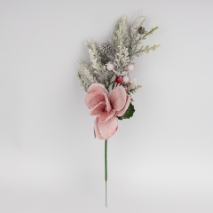 Декоративная ветвь "Заснеженная магнолия", красная, 47 см (9258-021)