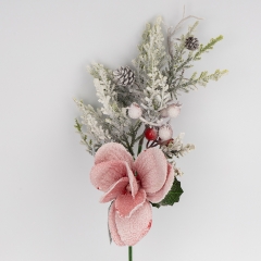 Декоративная ветвь "Заснеженная магнолия", красная, 47 см (9258-021)