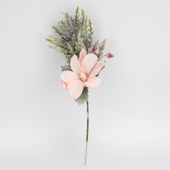 Декоративная ветвь "Заснеженная магнолия", розовая, 47 см (9258-022)