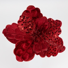Декоративный цветок "Пуансетия", бордовый, 25 см (9258-025)