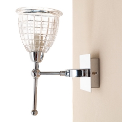 Бра на 1 лампу зі скляним плафоном у кольорі хром (NN006/1W)