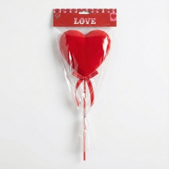Декоративне флокове серце на паличці, 33 см (2021-002)