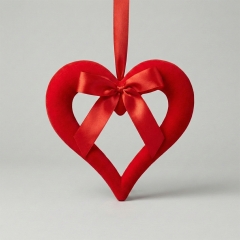 Декоративне підвісне флокове серце, 25 см (12025-002)