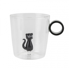 Стеклянная кружка с фигуркой "Черный кот", 300 мл (9220-003)